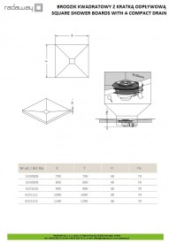 Душевая плита Radaway RadаDrain с компактным желобом 1090x1090 мм 5CK1111