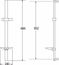 Душова штанга Jika Cubito 680 мм з мильницею хром H3644200040001