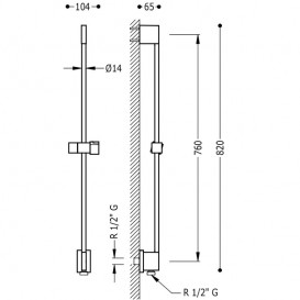 Душевая штанга Tres Showers 760 мм с подключением шланга хром 03493299