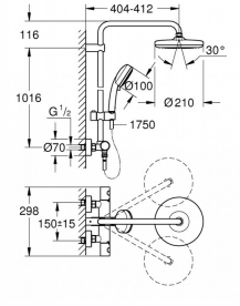 Душевая система Grohe Tempesta Cosmopolitan System 210 с термостатом хром 27922001