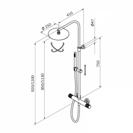 Душова система GRB Aura з двохвентильним змішувачем і регульованою штангою хром 75499750TL