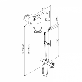 Душова система GRB Axis з розсувною стійкою і одноважільним змішувачем хром 74499740TL