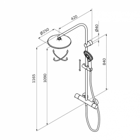 Душова система GRB Dry термостатичний з фіксованою стійкою хром 44435440XL
