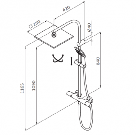 Душова система GRB Dry термостатичний з фіксованою стійкою хром 44435440SQXL