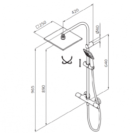 Душевая система GRB Dry термостатический с фиксированной стойкой хром 44435440SQ