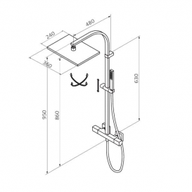 Душевая система GRB Kala термостатическая со стойкой хром 60449600XS