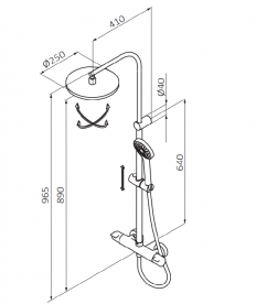 Душевая система GRB Premier термостатическая с фиксированной стойкой хром 50425500