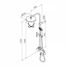 Душова система GRB Tender з фіксованою стійкою хром 40477400XL