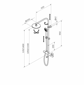 Душевая система GRB Tender с термостатом латунь хром 40433400TL