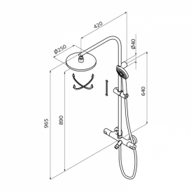 Душова система GRB Tender термостатична з фіксованою стійкою хром 40431400