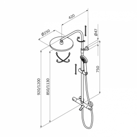 Душевая система GRB Tender термостатическая с раздвижной стойкой хром 40431400TL