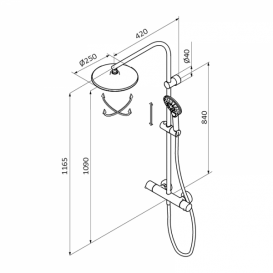 Душевая система GRB Time термостатическая с фиксированной стойкой белый 47425471XL