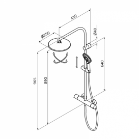 Душевая система GRB Time термостатическая с фиксированной стойкой белый 47425471XL