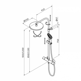 Душова система GRB Time термостатична з розсувною стійкою хром 47425470TL