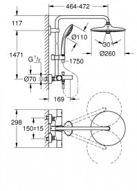 Душова система Grohe Euphoria 260 з термостатичним змішувачем для ванни хром 27475001