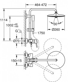 Душова система Grohe Euphoria Concetto System 260 зі змішувачем хром 23061003