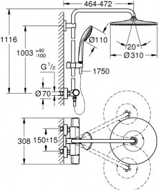 Душевая система Grohe Euphoria System 310 с термостатом хром 26075001