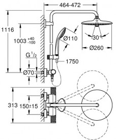 Душова система Grohe Euphoria System 260 з термостатом хром 27296003