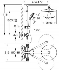 Душевая система Grohe Euphoria System 260 с термостатом хром 27615002
