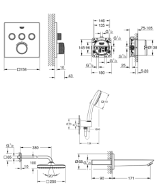 Душова система Grohe Grohtherm SmartControl з термостатом на 3 споживача хром UA26415SC6