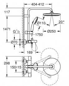 Душевая система Grohe Quickfix Vitalio Start 250 с термостатом хром 26988001
