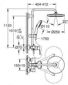 Душевая система Grohe Quickfix Vitalio Start 250 с однорычажным смесителем хром 26679001