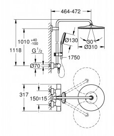 Душевая система Grohe Rainshower SmartActive 310 Mono с термостатом хром 26647000