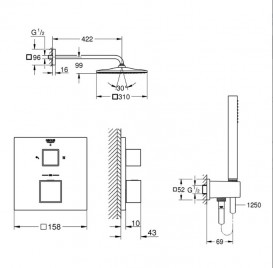 Душова система Grohe SmartControl з термостатом на 2 споживача хром 26405SC0