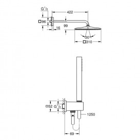 Душевая система Grohe SmartControl с термостатом на 3 потребителя хром 26405SC2