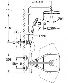 Душевая система Grohe Vitalio Comfort 250 с термостатом хром 26696001