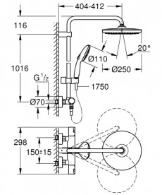 Душова система Grohe Vitalio Start 250 з термостатом хром 26677001