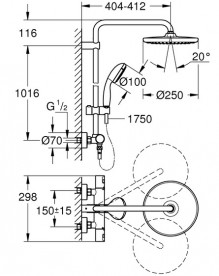 Душевая система Grohe Vitalio Start 250 с термостатом черный матовый 266772430
