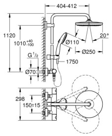 Душова система Grohe Vitalio Start System 250 з термостатом хром 26678001