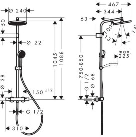 Душова система Hansgrohe Activera S 240 1jet EcoSmart із термостатом Ecostat Fine Varia чорний матовий 28078670