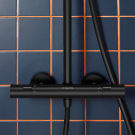 Душевая система Hansgrohe Activera S 240 1jet EcoSmart+ с термостатом Ecostat Fine Varia черный матовый 28083670