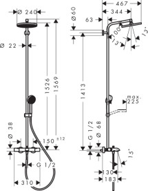 Душевая система Hansgrohe Activera S 240 1jet EcoSmart с термостатом Ecostat Fine черный матовый 28871670