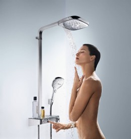 Душевая система Hansgrohe коллекция Raindance Select E Showerpipe 300 3jet с термостатом хром 27127000