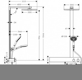 Душевая система Hansgrohe коллекция Raindance E Showerpipe 300 1jet с термостатом хром 27363000