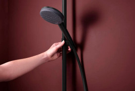 Душевая система Hansgrohe Raindance Alive S Puro Showerpipe 300 1jet EcoSmart+ с термостатом матовый черный 24594670