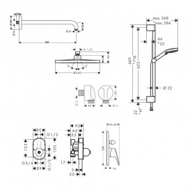 Душевая система Hansgrohe с однорычажным смесителем Logis и верхним душем хром 7142021