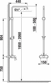 Душевая система Jika Lyra Plus без леек и шланга хром H3352770040001
