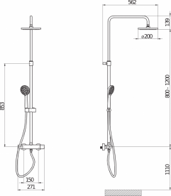 Душевая система Jika Mio с термостатом верхним и ручным душем хром H3337170045711