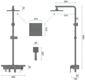 Душова система Rea Bravo із змішувачем чорний REA-P0636