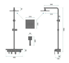 Душевая система Rea Bravo со смесителем золото REA-P4120