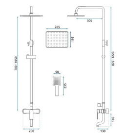 Душевая система Rea Hass со смесителем черный REA-B9968