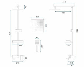 Душова система Rea Jack із змішувачем золото REA-P7008