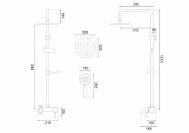 Душевая система Rea Luis со смесителем золото REA-P7006