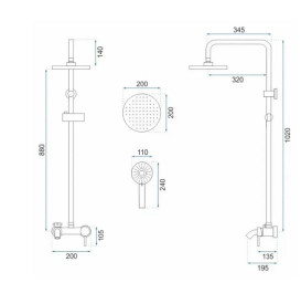 Душевая система Rea Luis со смесителем матовое золото REA-P7051
