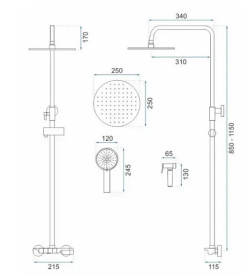 Душевая система Rea Max со смесителем черный REA-P6615