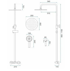 Душевая система Rea Max со смесителем золото REA-P6617